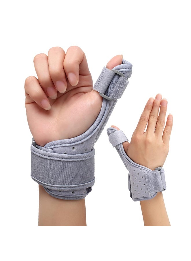 قاعدة الإبهام والمعصم القابلة للتراجع لكلا اليدين ، مناسبة لدعم التواء ، خفيفة الوزن وتتنفس ، رمادية محايدة ، مجموعة قطعة واحدة (عادية) - Image 1